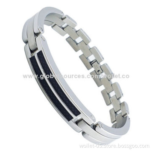 2014 New Design Fashionable Carbon Fiber and 316L Stainless Steel Bracelet with Satin Finish